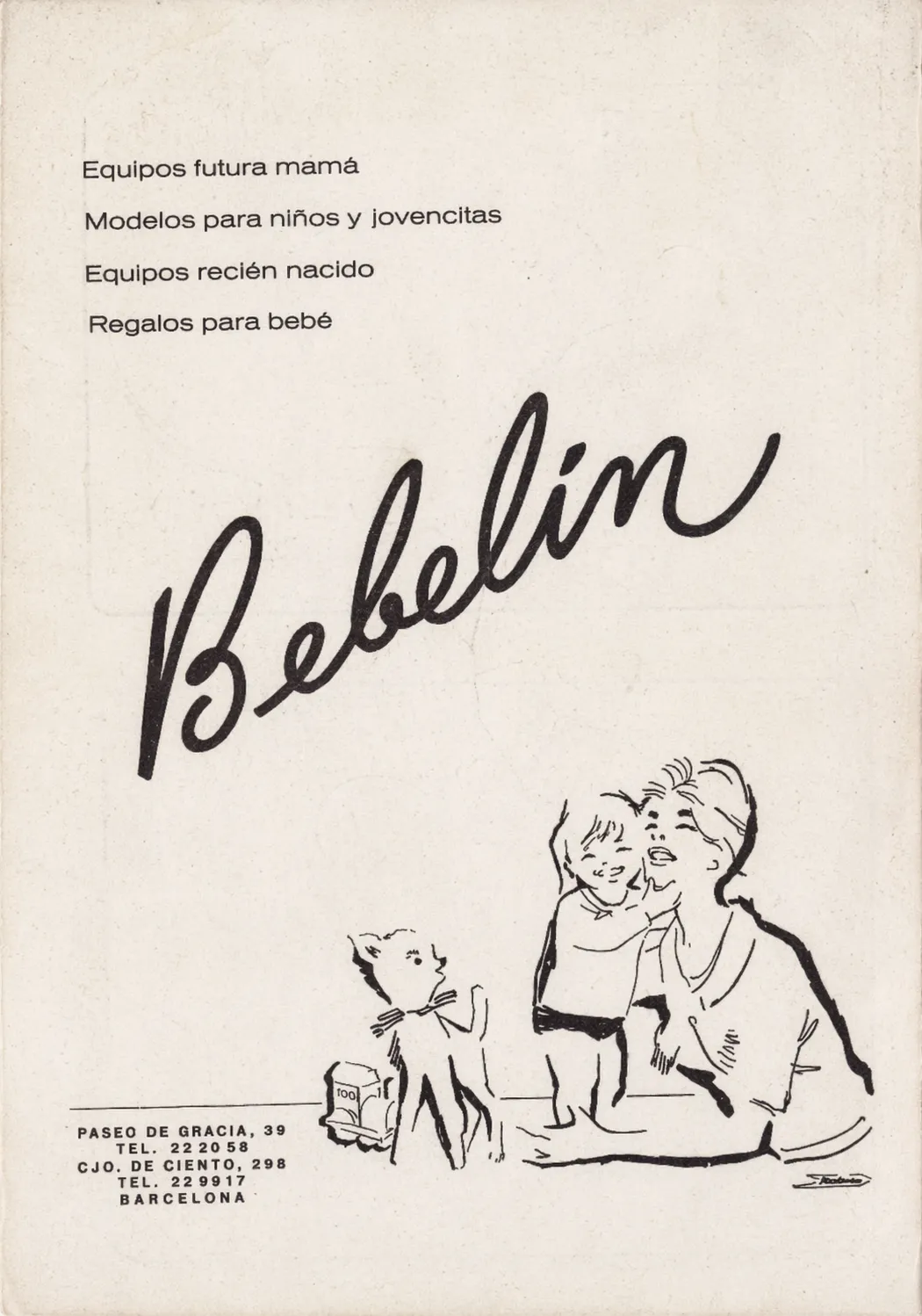 Bebelin, antigua tienda de confección infantil de la familia en Passeig de Gràcia, Barcelona