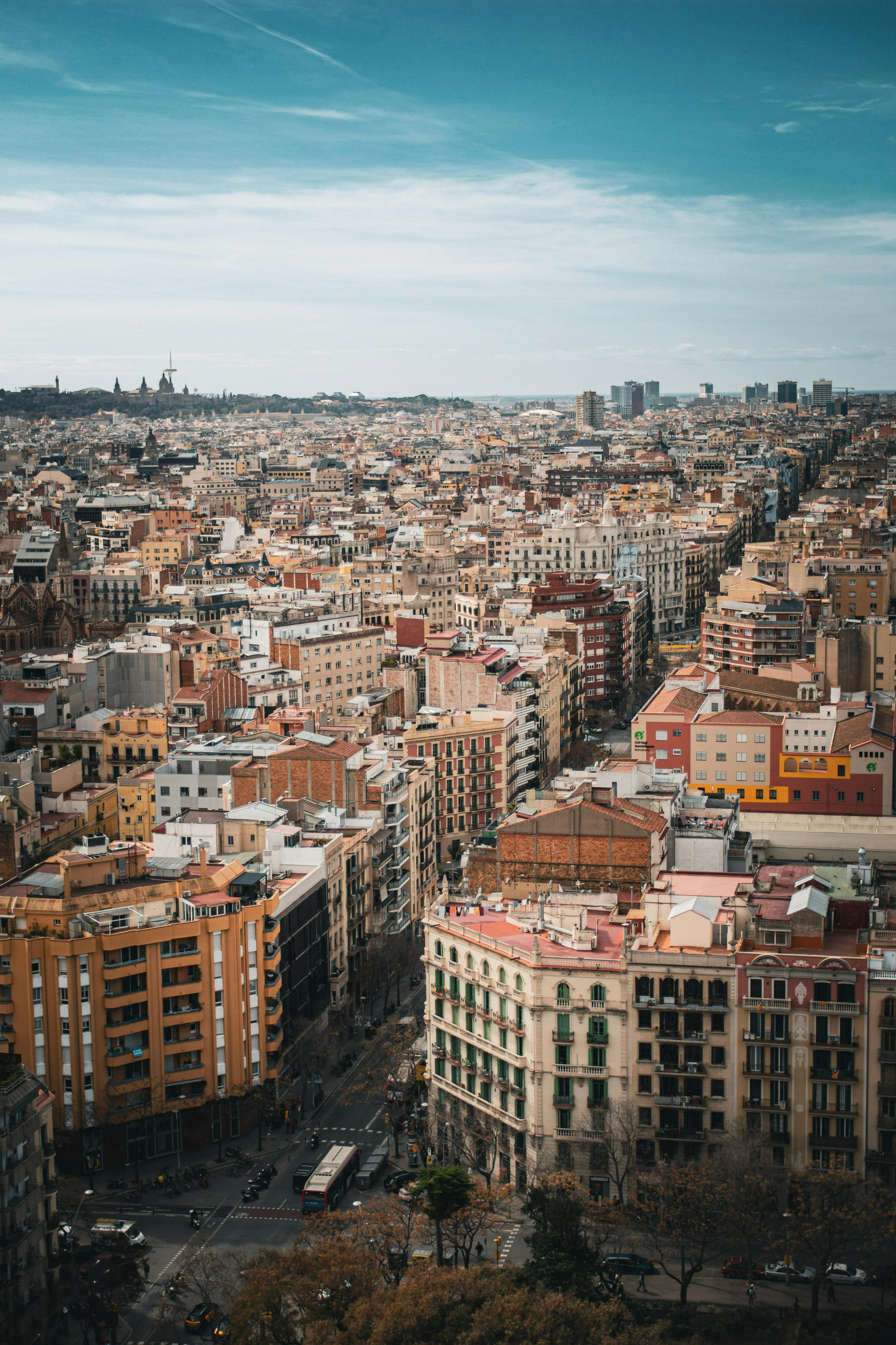 Vista aérea panorámica de Barcelona